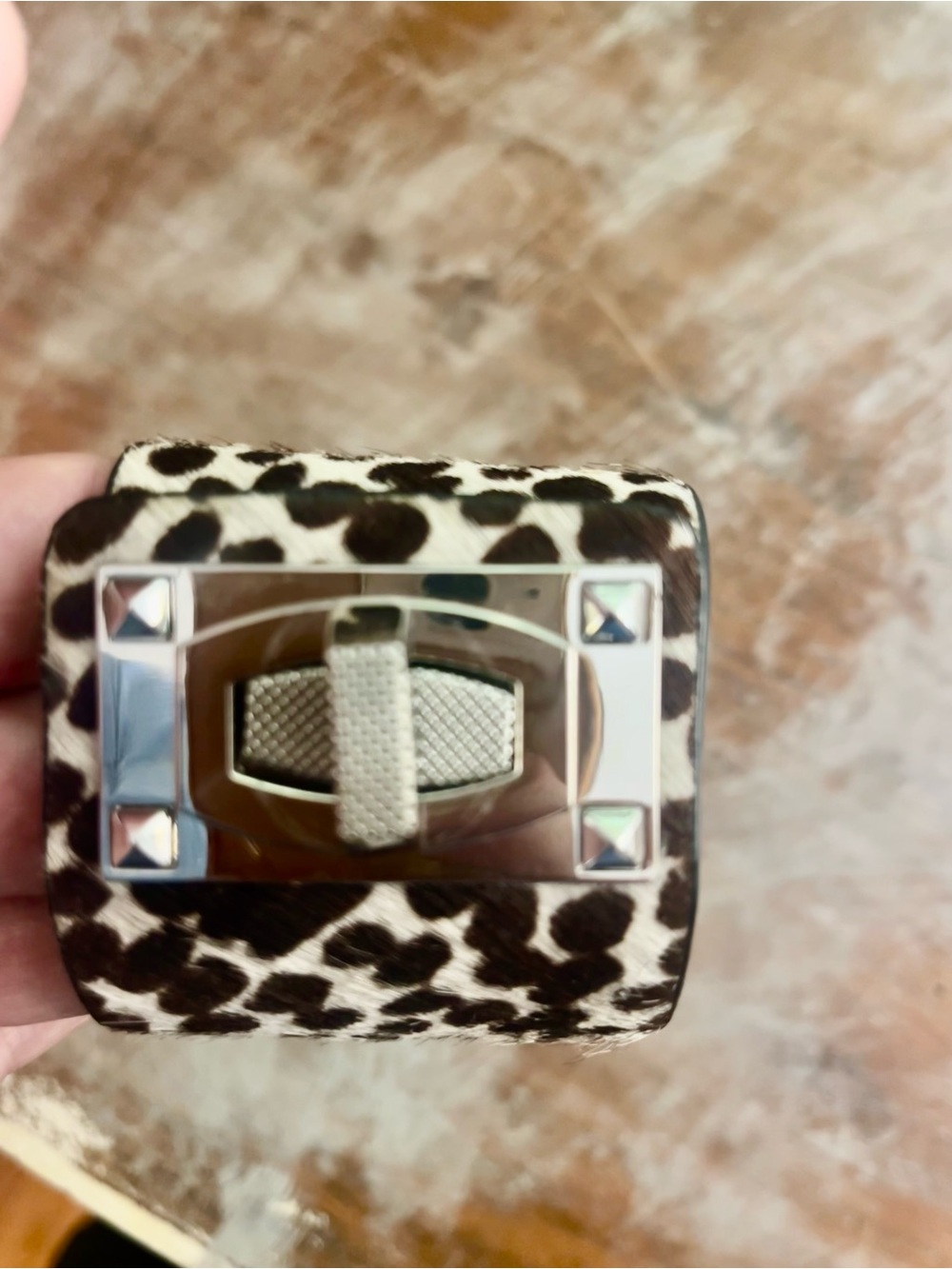 Ann Taylor Leopard Print Cuff Bracelet with Silver-Tone Hardware - Picture 7 of 7